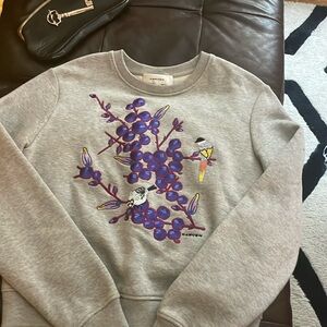Carven Bird and Floral Embroidered Sweatshirt